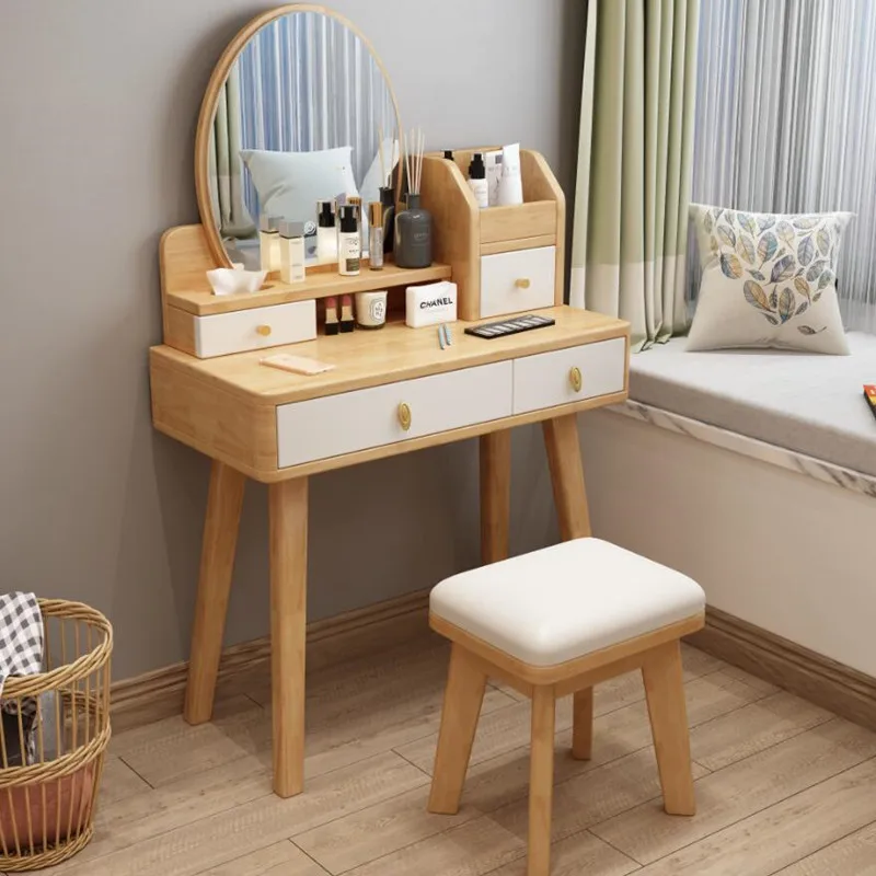 Luxury Organizer Dressing Table Modern Minimal Nordic Hotel Dressers Makeup Table Led Mirror Women Mesa Maquillaje Furniture image 6
