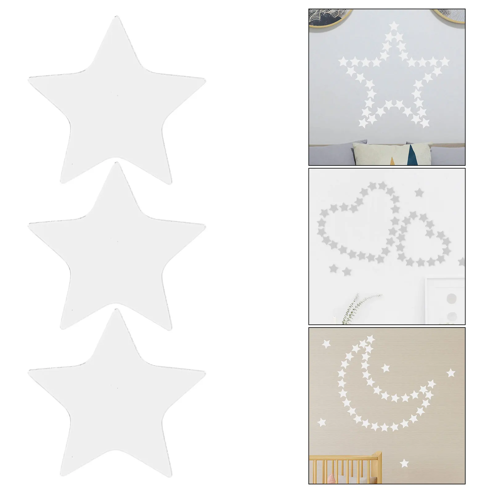 

100Pcs Star Wall Sticker Acrylic Self-Adhesive Mirror Sheet Easy Install Decorative Wall Mirror for Bedroom Bathroom Home