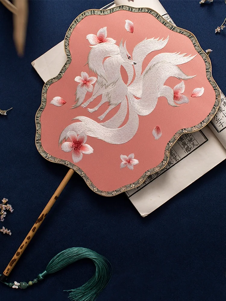 

Double-Sided Embroidered Xiangfei Bamboo Fan Handmade Suzhou Embroidery round Court Fan Traditional Chinese Style Gift Hanfu ...
