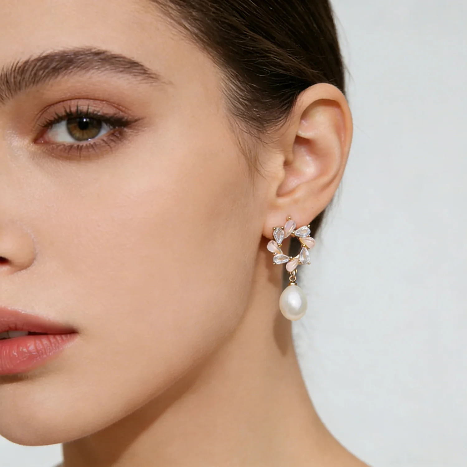Echte natürliche weiße Süßwasserperlen-Ohrstecker für Damen, Hochzeit, Silber 925, Perlenohrringe, Schmuck, Ehefrau, Geburtstagsgeschenk, Rosa, Schwarz – Detail 1