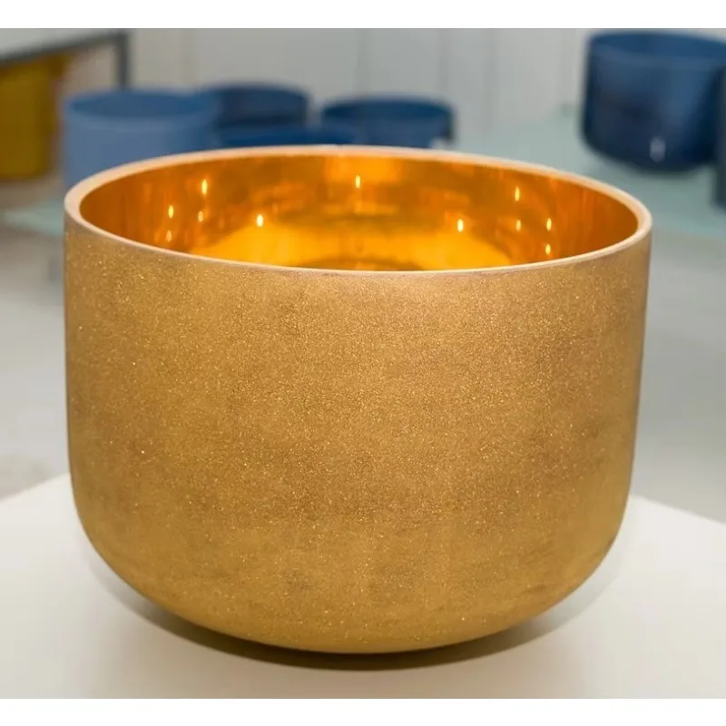 24k Gold Singing Bowl Heart Chakra 8''-14'' with Heavy Duty Singing Bowl Crystal Carrying Case and Singing Bowl Suede Striker