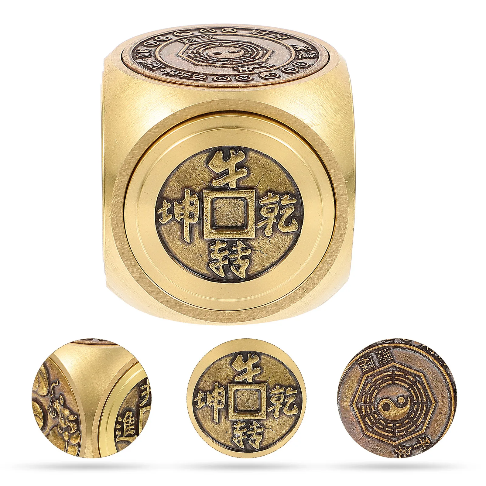 

Six-sided Toy Brass Luminous Ornament Decompression Vintage Collection Stress Relief