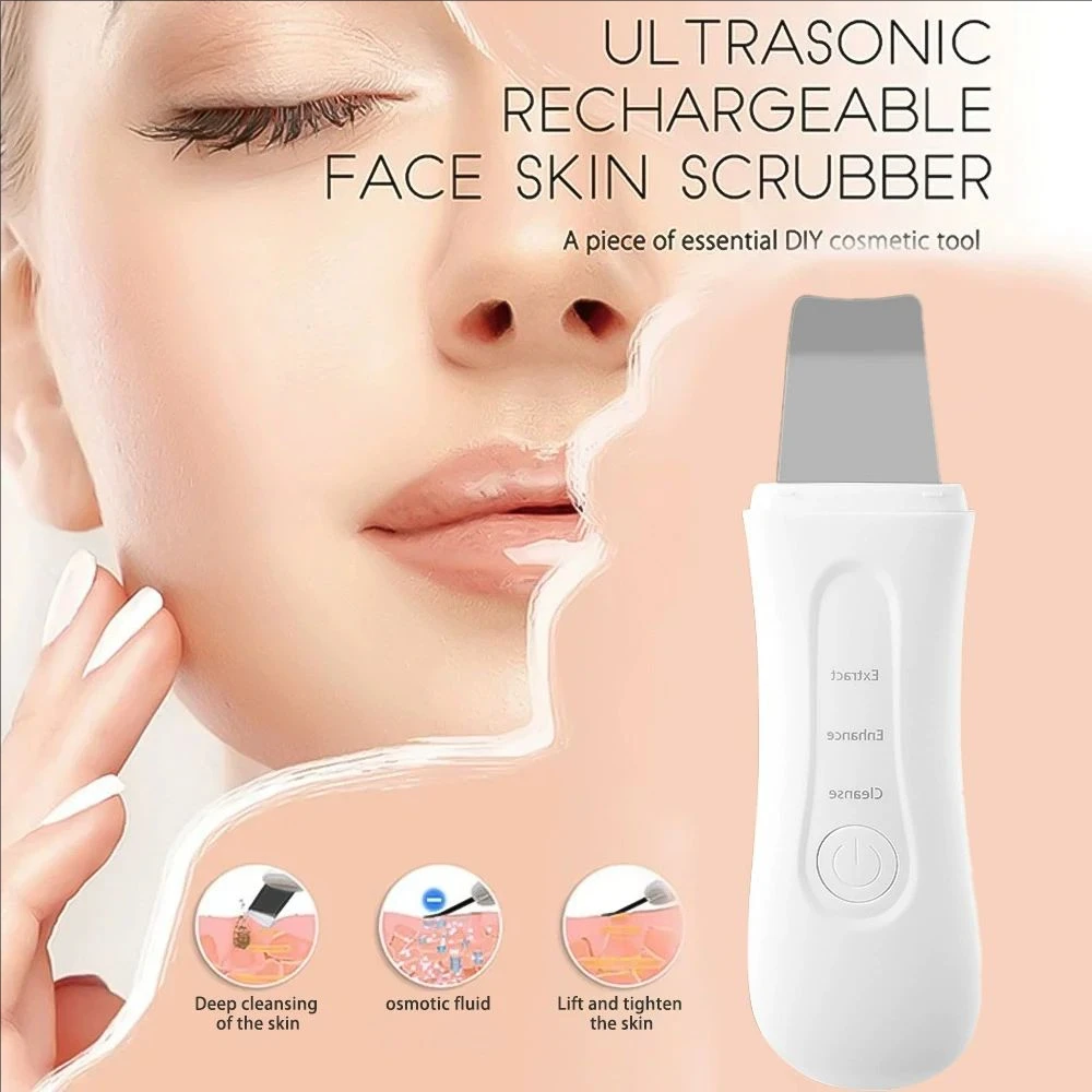 Ultrasone Huid Scrubber Peeling Comedondrukker Diepe Gezichtsreiniging Ultrasone Ion Acne Pore Cleaner Facial Schop Scrubber