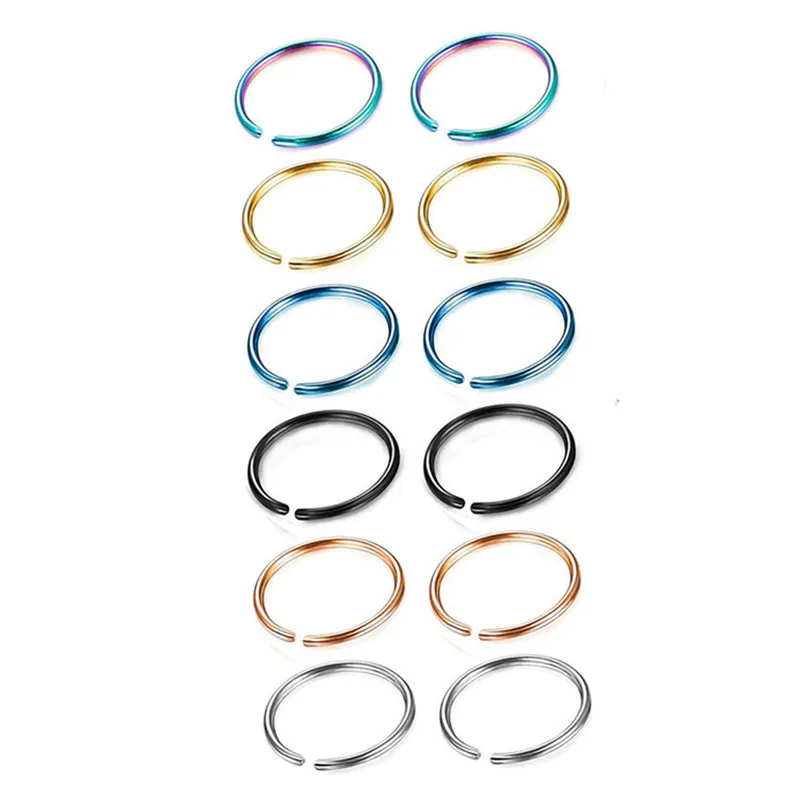 0.8mm Thin Fake Nose Ring Septum Helix Nostril Piercing Labret Lip Fake Piercing Titanium Cartilage Fake Earrings Hoop Wholesale