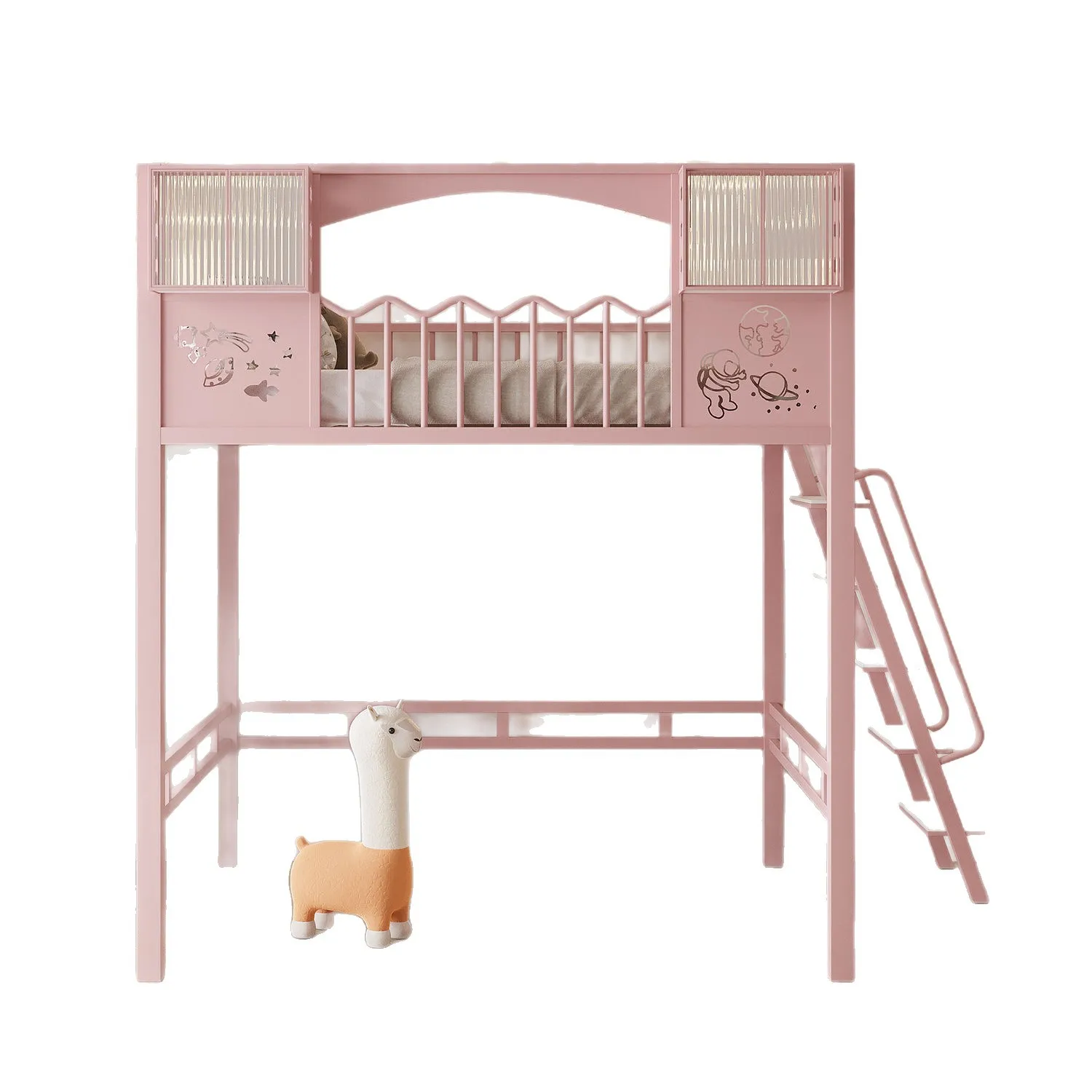 #Small apartment multi-functional loft bed Children's room Upper  Empty desk Second floor Retest Second floor Elevated