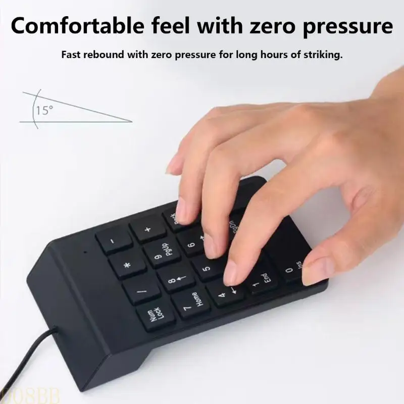 D08B USB Corded Keyboard Numeric Keypad For Fast Accurate Typing For Laptop PC Desktop Notebook for Programmers And Gamers