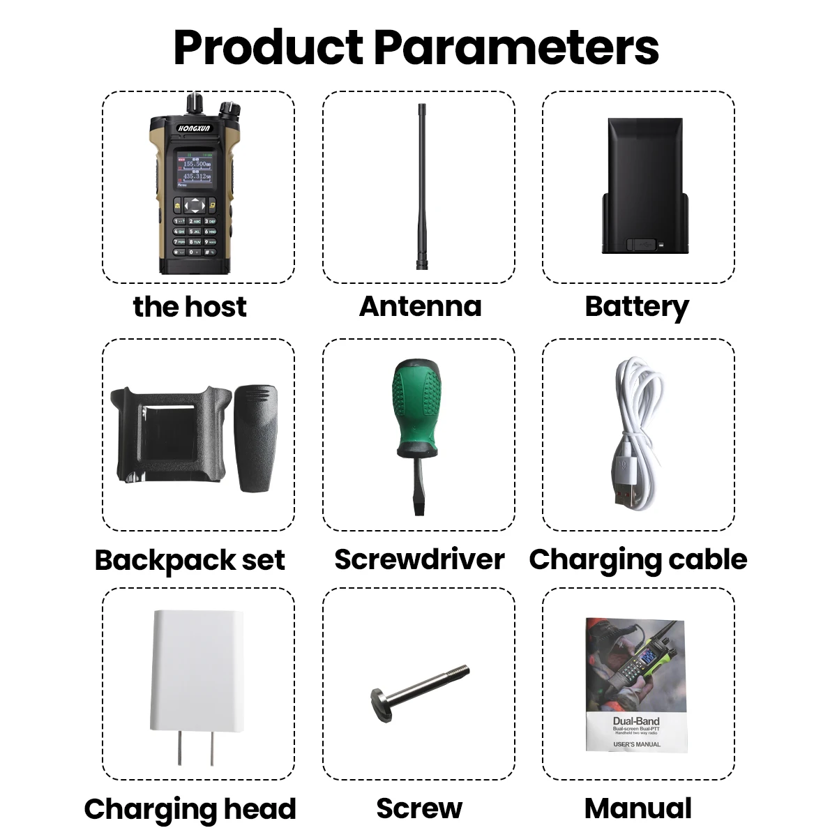 HX-APX8000 Walkie Talkie 4-Band Dual Screen Display Large-Capacity Battery Stable Communaication Multi-Color Channel Scan