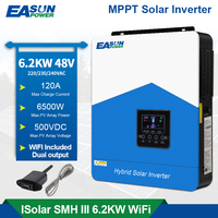 EASUN 6.2KW 4.2KW Hybrid Solar Inverter MPPT 120A Solar Charge Controller 48VAC 24VAC 230V Pure Sine Wave Inverter Support WIFI