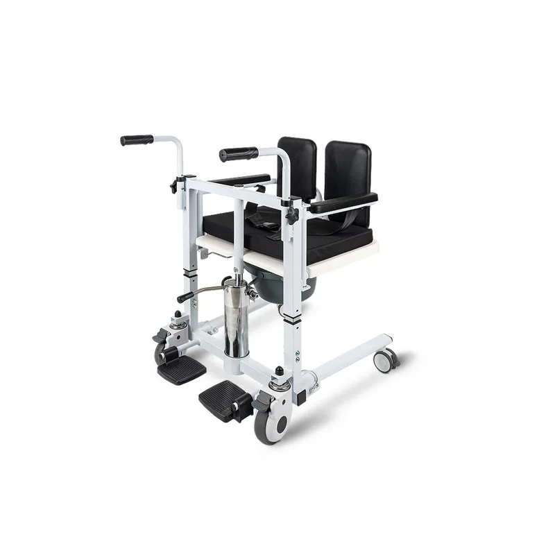 Adjustable Folding Lightweight Portable Medical Commode Toilet Metal Movable Patient Lift Transfer Chair with Wheels