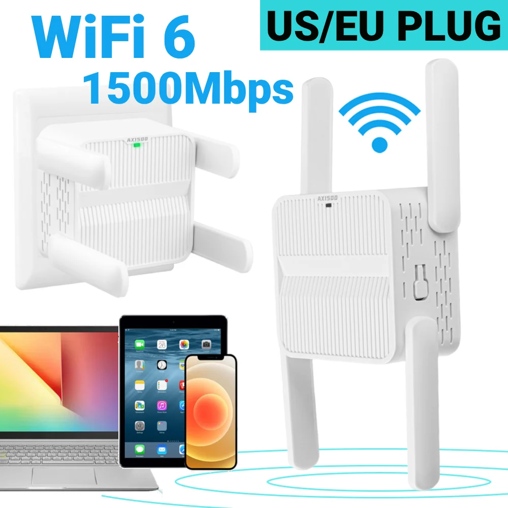 

Удлинитель повторителя Wi-Fi 6, 1500 Мбит/с, расширитель диапазона Wi-Fi 6, двухдиапазонный усилитель Wi-Fi 2,4G/5 ГГц с портом Ethernet, усилитель дальнего действия
