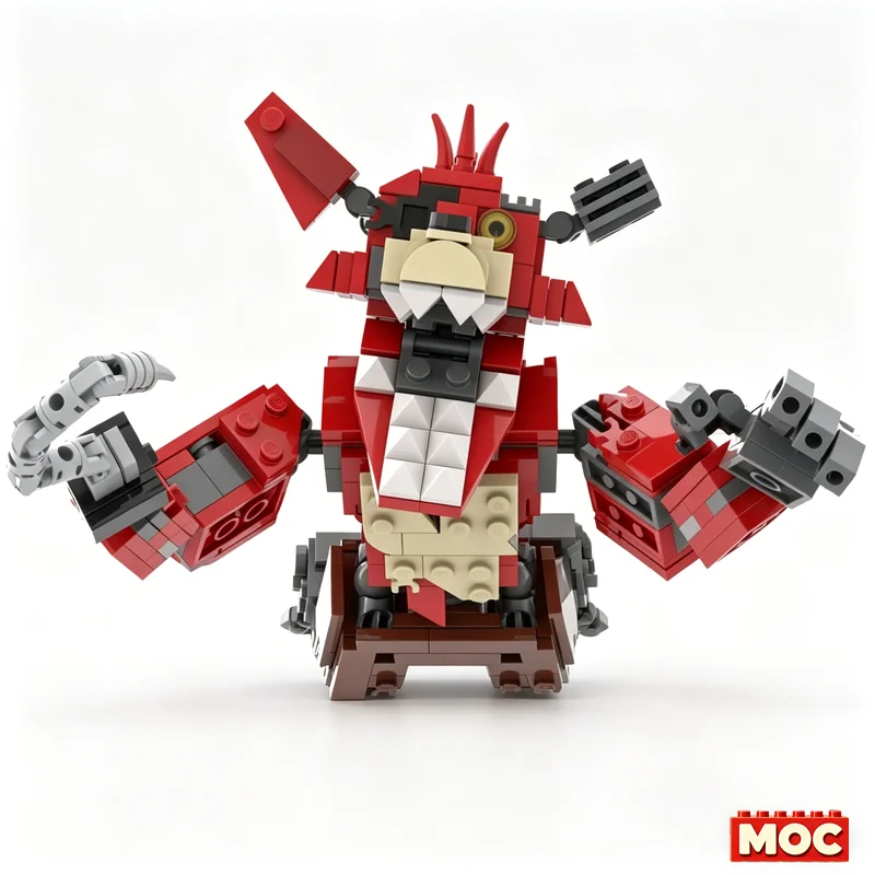 366PCS Withered Foxy Animatronic Figure MOC Model Custom Blocks DIY Assembly Children Educational Toy For Fans Collection Gift view 5