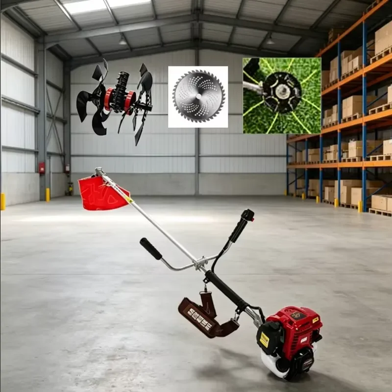 Reliable 35.8CC 4 Stroke Side Hang Brush Cutter with Various Blades and Trimmer Accessories for Gardening