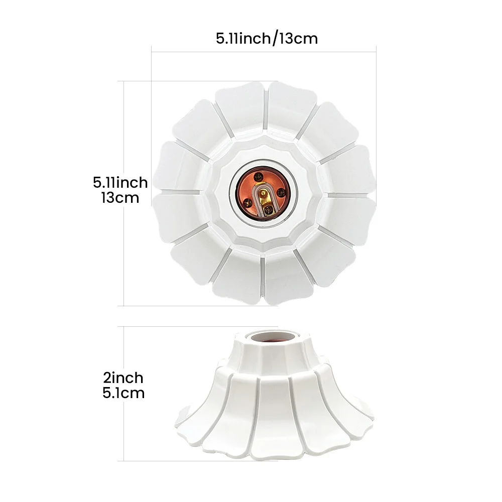 1 or 2 Pcs Pendant Lamp Holder, Petal Shape E26 E27 Base, Minimalist Fixed Socket in Black and White Color Option