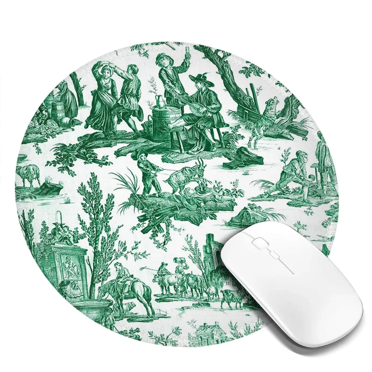 

Винтажный круглый коврик для мыши с французским узором Toile De Jouy, коврик для мыши и клавиатуры, коврик для игрового ПК, офисные аксессуары, настольные коврики