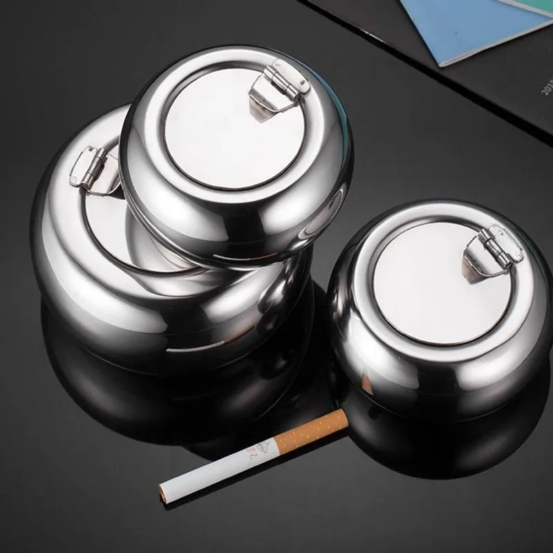 Stainless Steel Drum Ashtray with Head, Creative Ashtray, Fashionable Bar Products, Sealable Personality