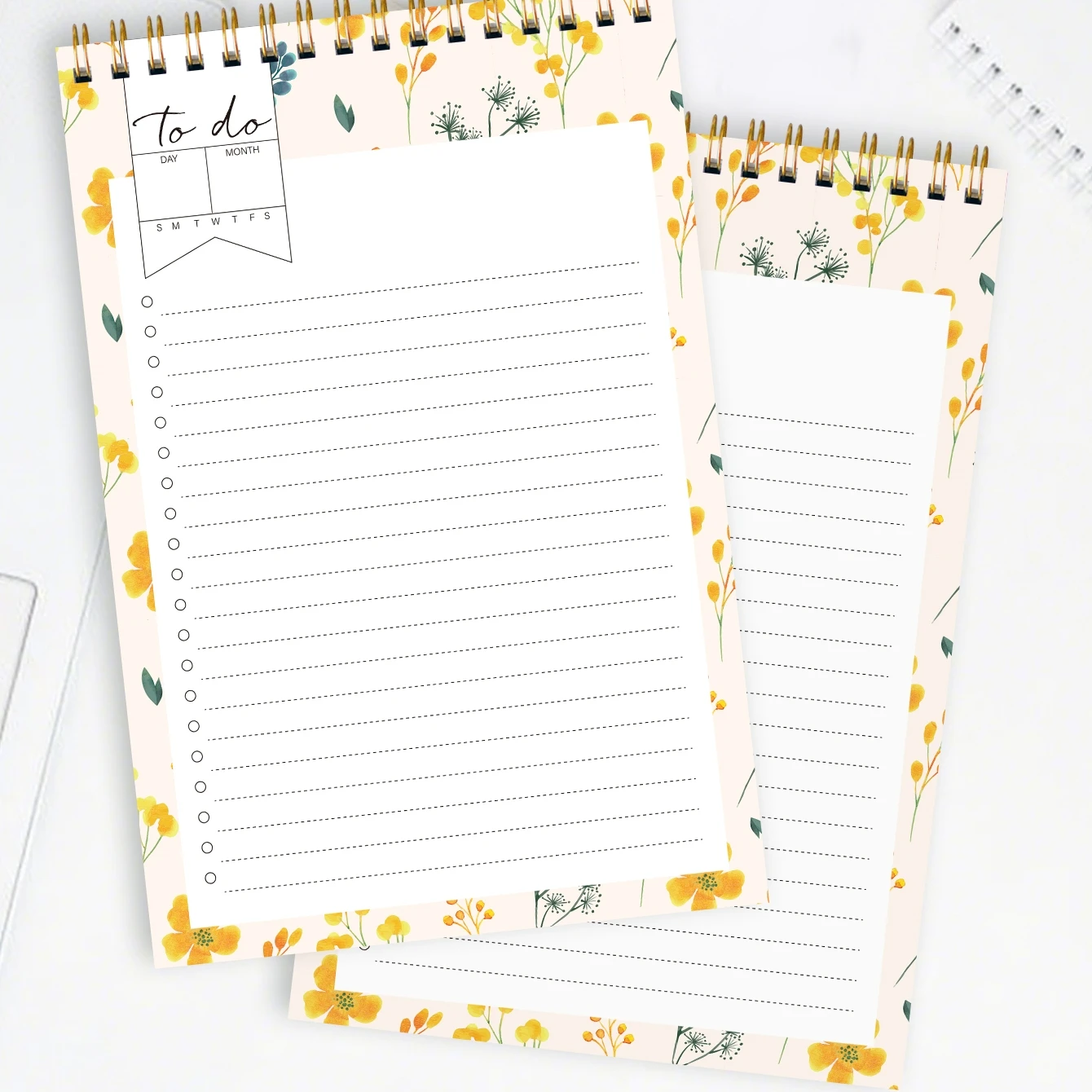 A5 Floral To-Do List Notepad with Schedule, Grocery Lists, Goal Tracking, Lightweight and Portable, Minimalist Tear-Off Design