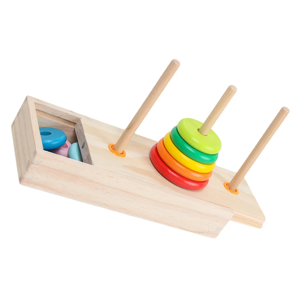 Tower of Hanoi Toys for Toddlers Shape Sorting Rainbow Nesting Ring Stacking Wooden Baby Early Educational Sensory