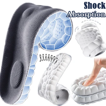 남녀공용 4D 충격 흡수 스포츠 깔창, 부드러운 통기성 정형 외과 고탄성 러닝화 패드, 라텍스 마사지 깔창 