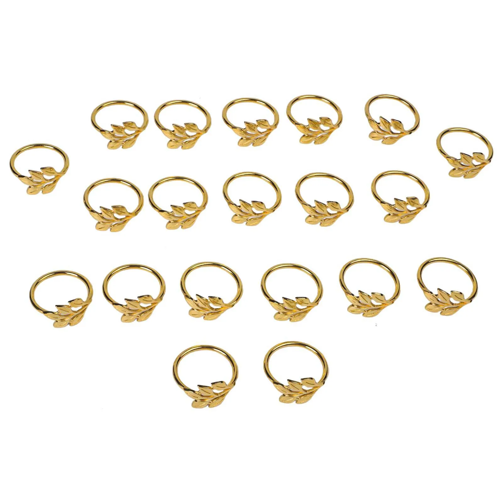 20pcs Gold Willow Leaf Napkin Buckles For Holiday Party Table Setting Accessories