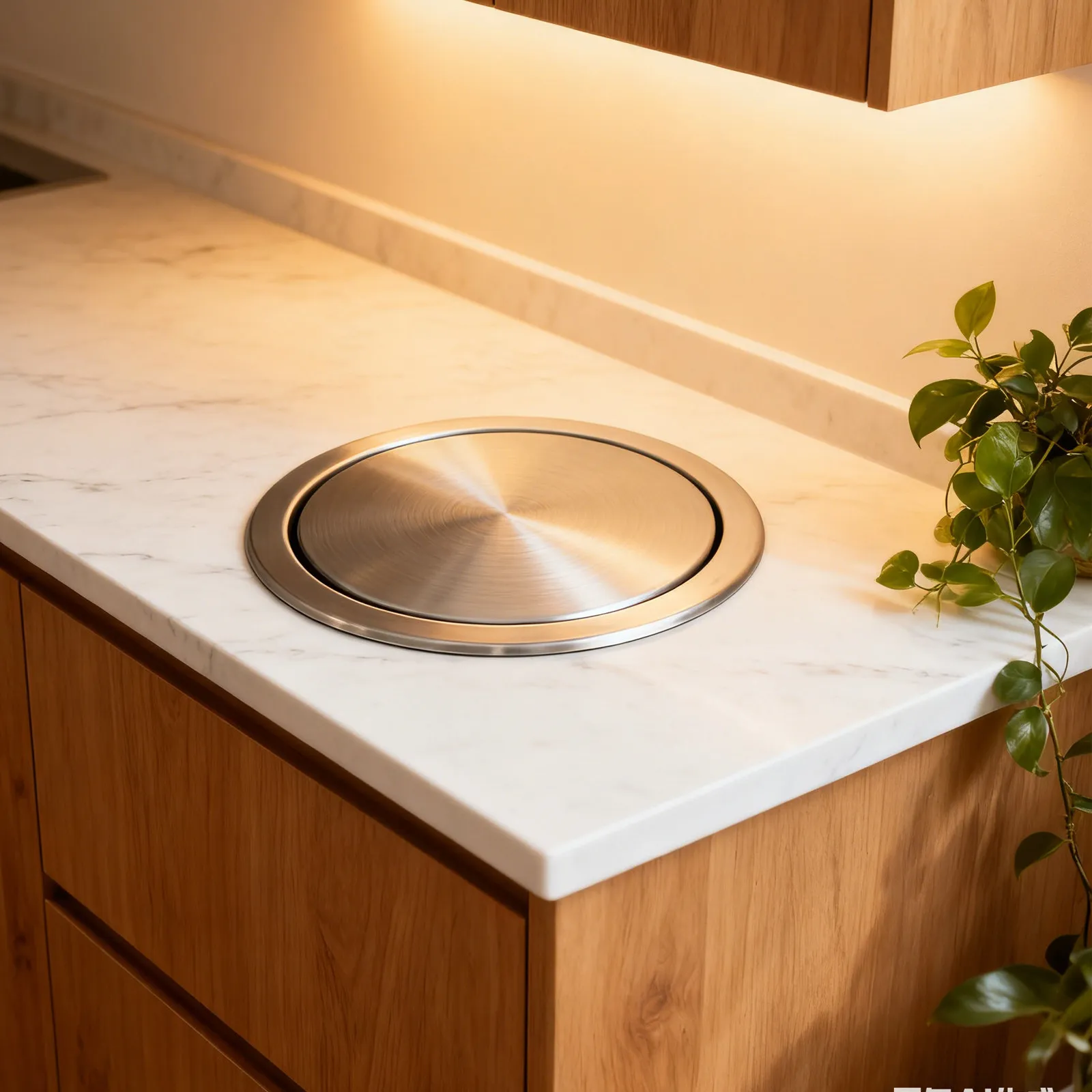 

Stainless Steel Recessed Trash Can Lid Embedded Swing Cover for Built-in Countertop Garbage Can Replacement Lid 15-16Cm Kitchen