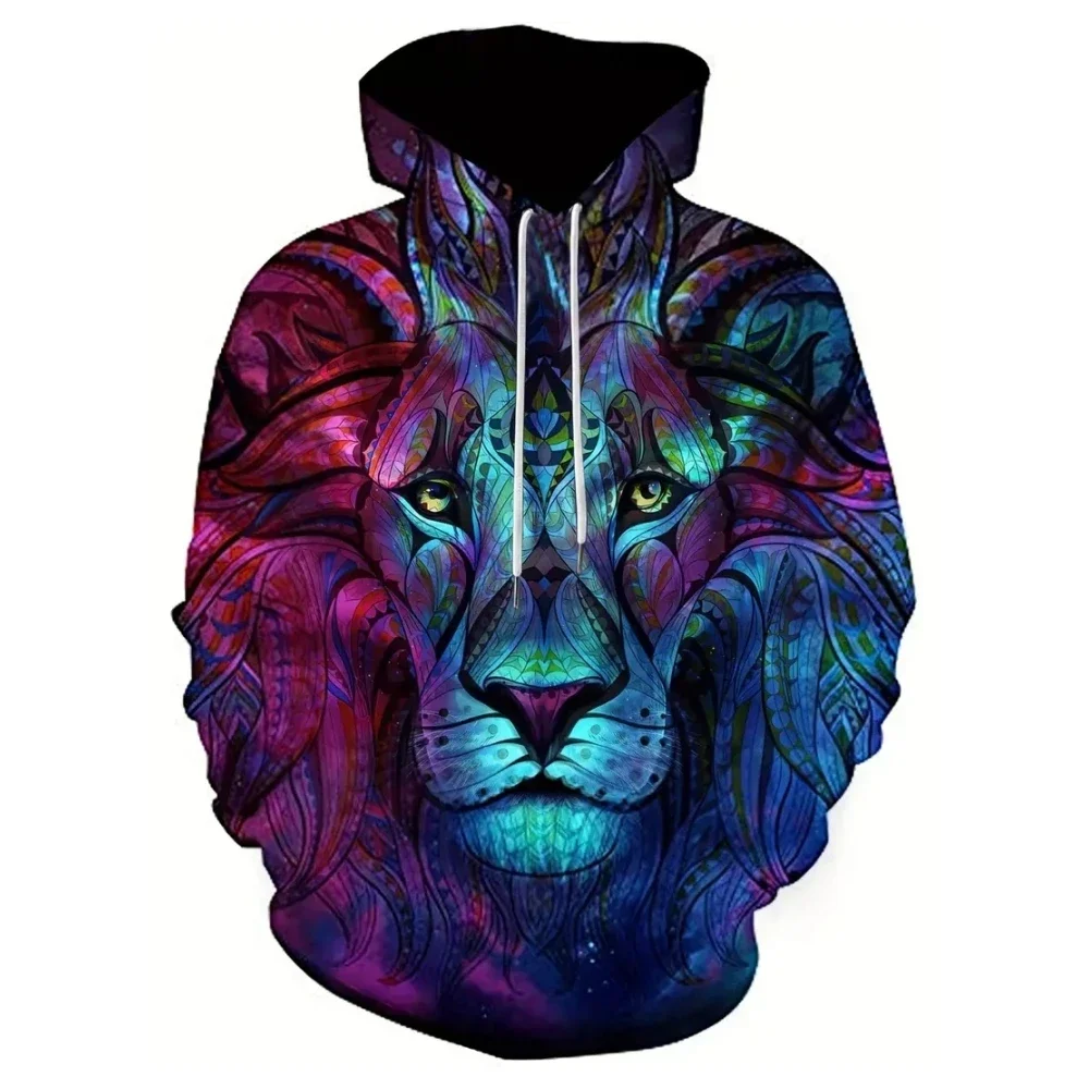 

Sweatshirt Harajuku Loose 3d Lion Print Hoodeies For Men Fashion Elegant Social Street Clothing Autumn LongSleeve