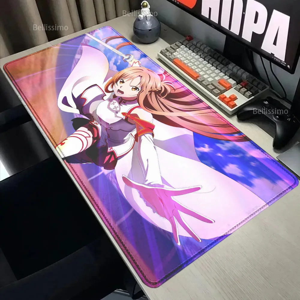 Anime Sword Art Online Yuuki Asuna teclado Mousepad Large Gaming Anime girl Mouse Pad Lock Edge Computer Keyboard Table Desk Mat