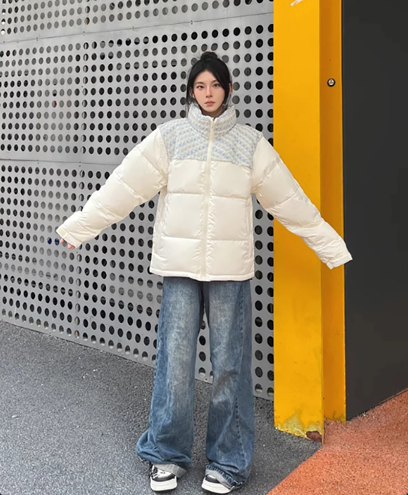 

Parkas Womens Outdoor Autumn Silk Lining Lightweight Quilted Buttonless Trimmed Flared Ruffled Gathered Waistband Sashes Preppy