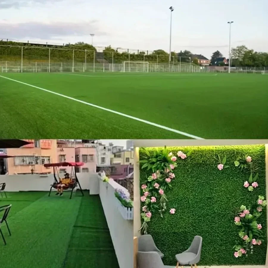 人工緑の芝生のカーペット、屋外のプラスチック、偽の草、バルコニー、サッカーフィールド、幼稚園の練習用