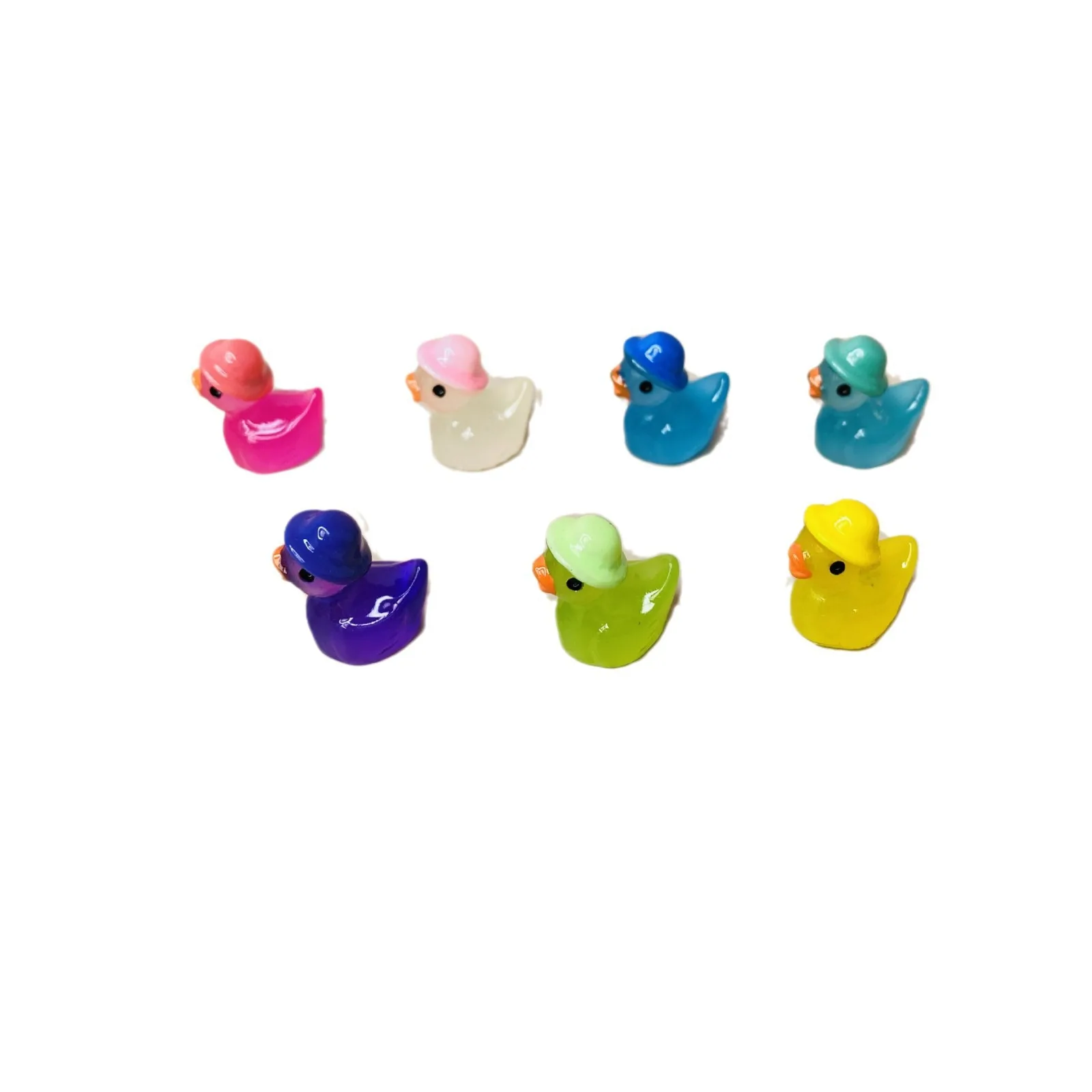 50-100PCS Luminous Mini Ducks Miniature Duck with Hats Fluorescence Fairy Garden Decoration Cute Animals Micro Landscape