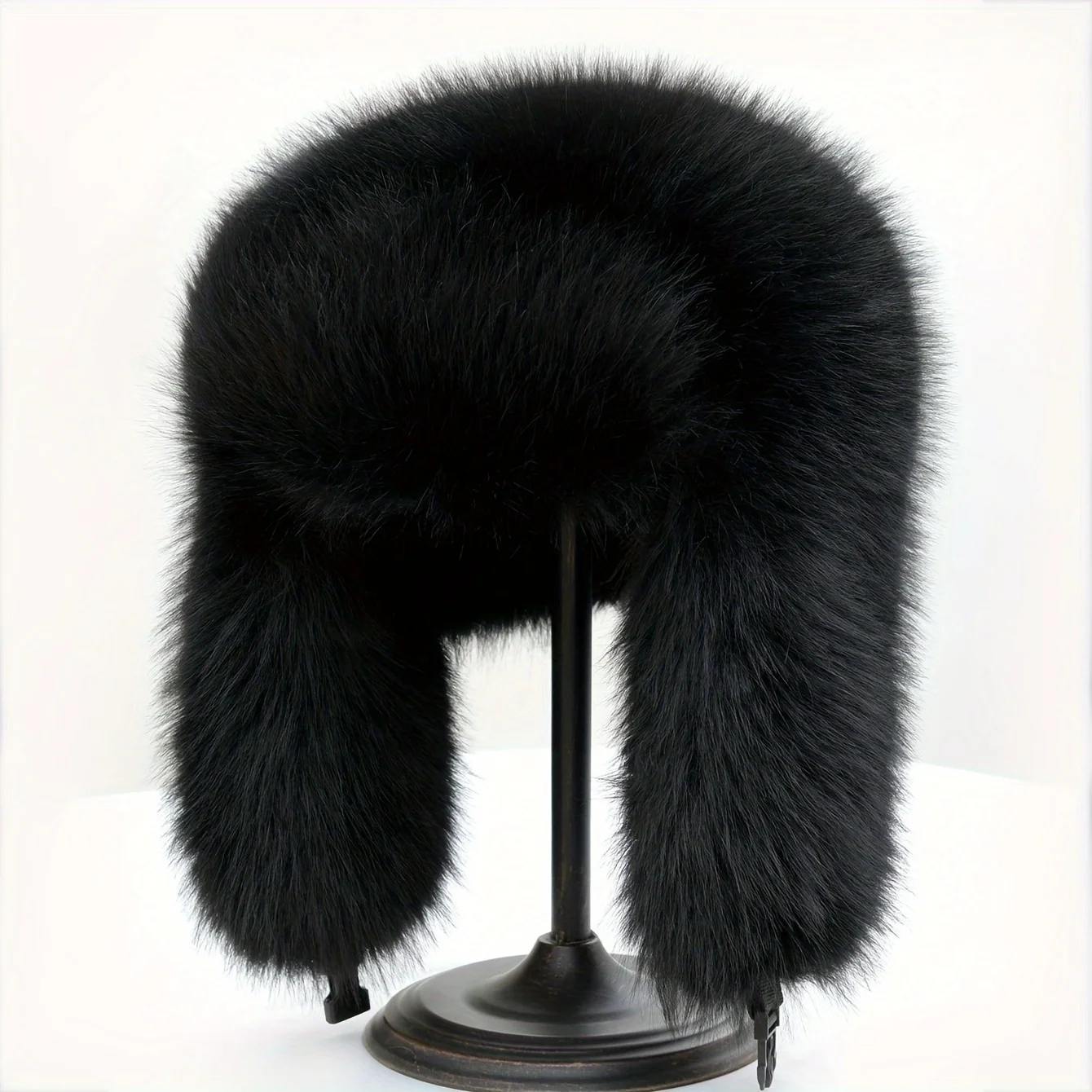Vintage Faux Fur Ushanka - Warm Ear Flap Hat for Skiing, Hiking & Daily Use. Durable & Classic Style with Hook-and-Loop Closure.