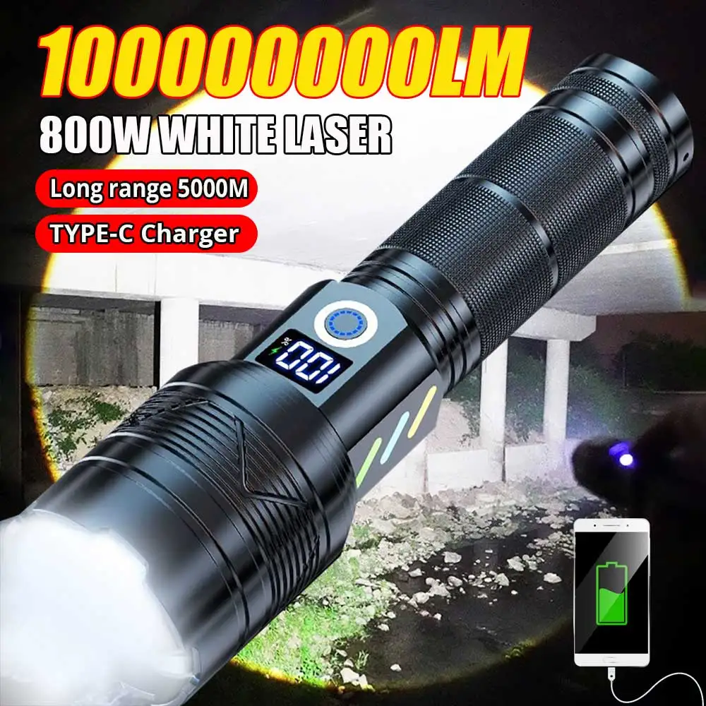 2024 1000000LM High Power Rechargeable LED Flashlight Work 48H Illumination 5000M Ultra Powerful Led Torch With Magnetb Charging