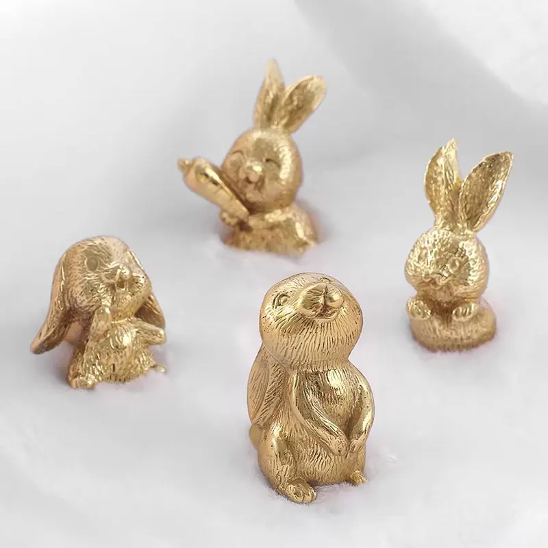 Brass Cute Bear Cabinet Handles for Children's Room Rabbit Home Decor Wardrobe Dresser Pulls Animals Copper Furniture Hardware