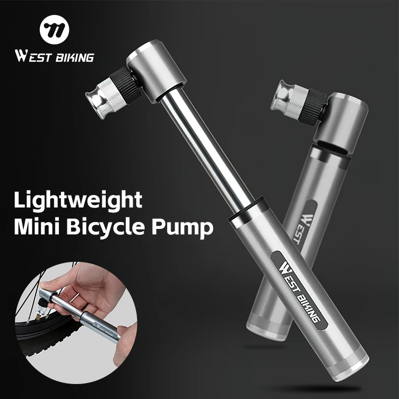 

WEST BIKING Bicycle Mini Pump Aluminum Alloy Portable Bike Hand Pump Schrader Presta Valve Non-slip Cycling Bike Tire Inflator