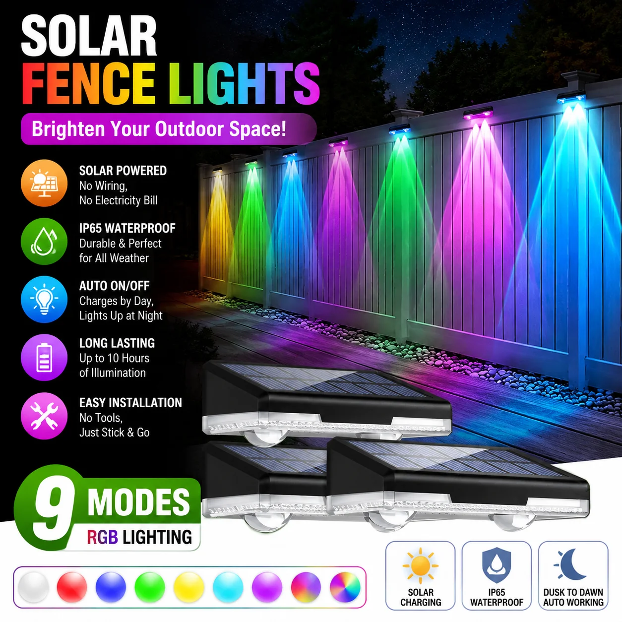 Outdoor Solar Wall Washer Light Waterproof Garden Decoration Auto On Off at Night Balcony Atmosphere Lamp for Courtyard