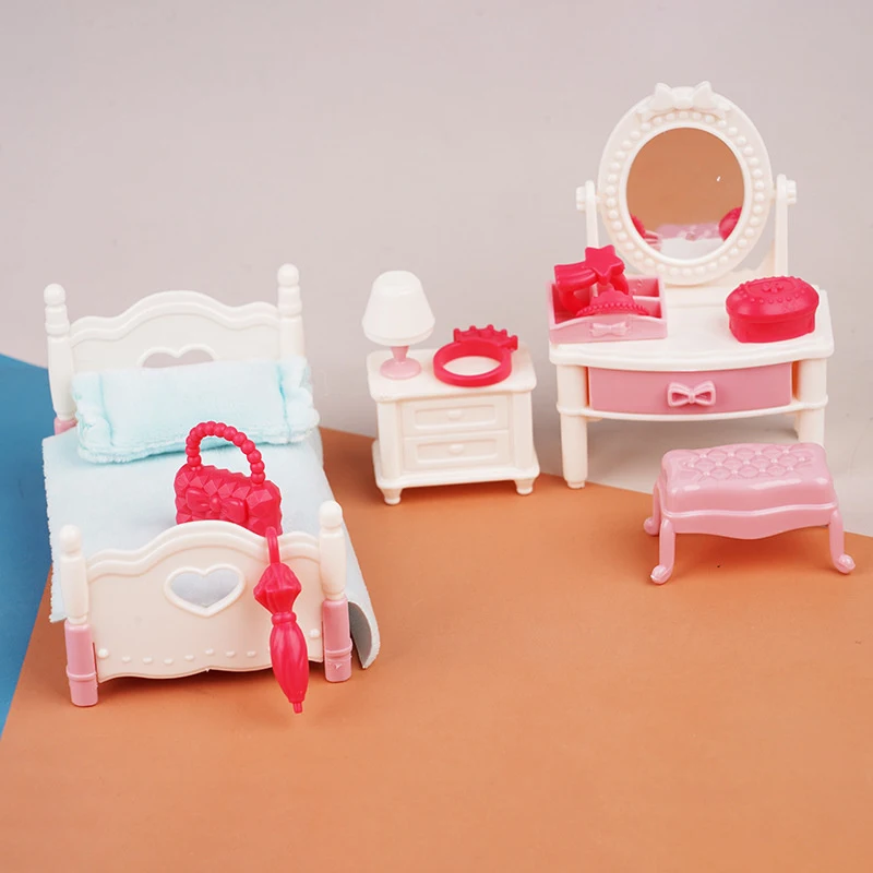 1Set 1:12 Dollhouse Miniature Dressing Table Bedside Table Bedroom Furniture Model Decor Kids Toy Doll House Accessories