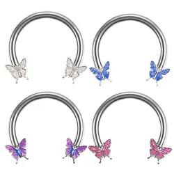 16G Butterfly Horseshoe Nose Rings Earrings Septum Ring Tragus Piercing Daith Helix Hoop Ear Earring Nostril Piercing Jewelry