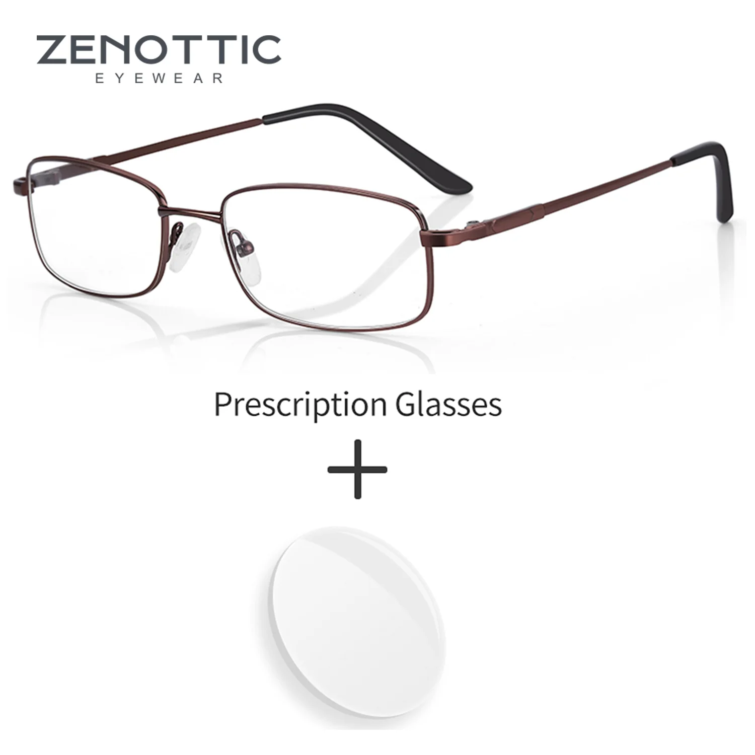 ZENOTTIC 2025 نظارات طبية معدنية مربعة النظارات البصرية التقدمية للرجال عدسات قصر النظر المضادة للضوء الأزرق