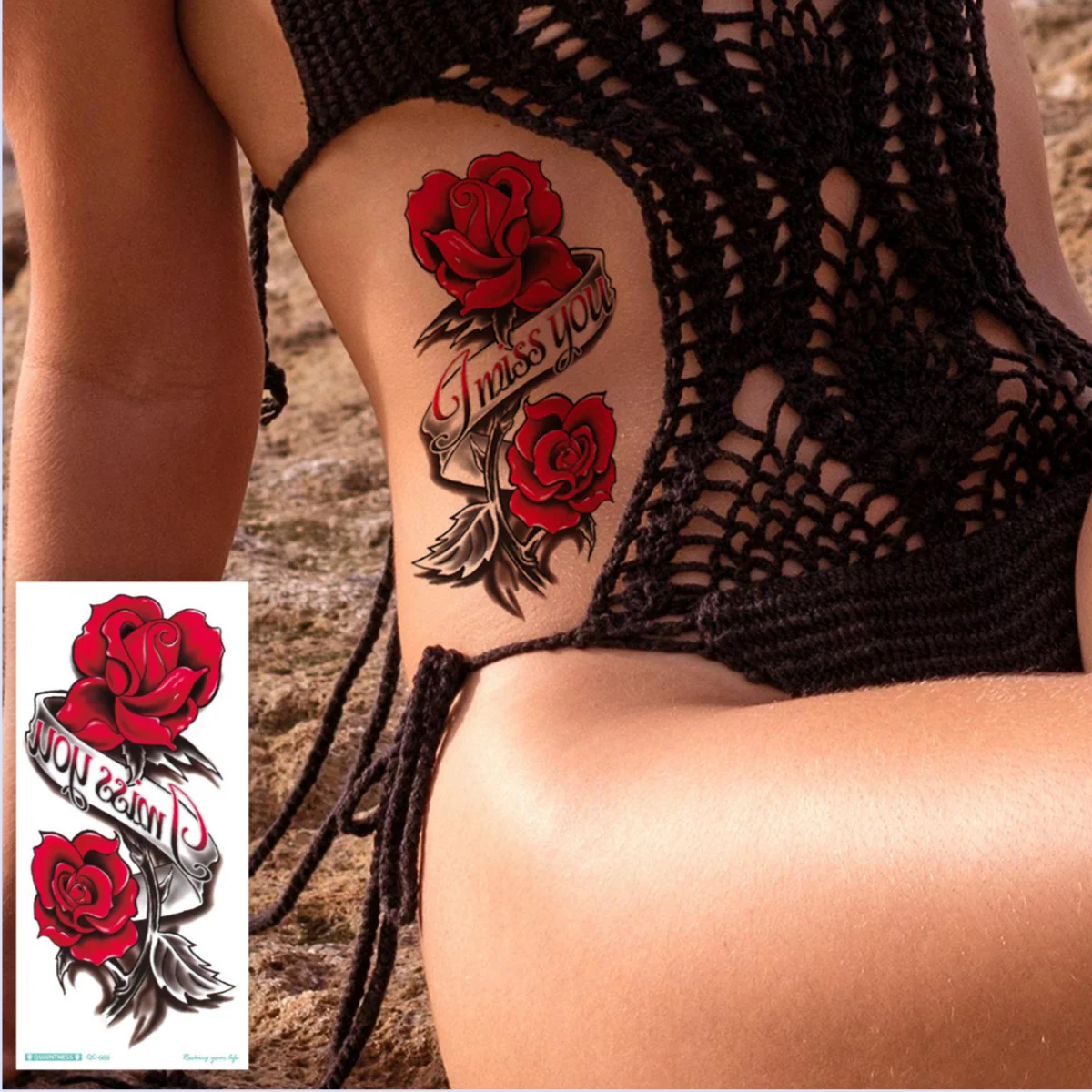 

6 листов водостойкие яркие флора роза татуировки наклейки для девочек временные поддельные татуировки для женщин украшения на грудь и руку