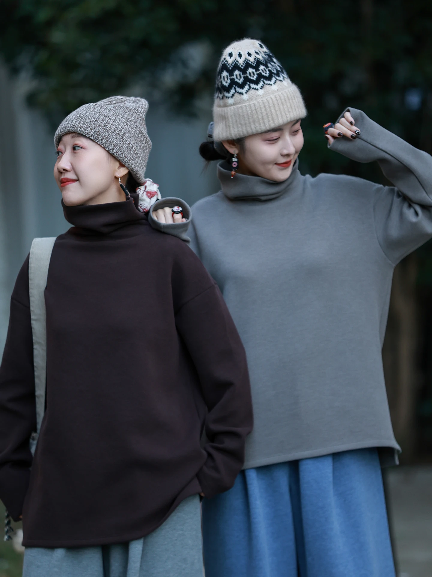 

Retro Thiened High Collar Knitted Sweater Women's Warm Winter Fing Loose Fit Comfortable Soft Polyester Cotton Blend