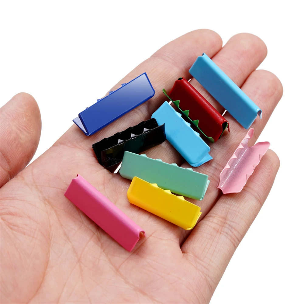 10pcs Colorful Crimp Beads Cove Clasps Cord End Caps String Ribbon Leather Clip Foldover Connectors for DIY Jewelry Findings