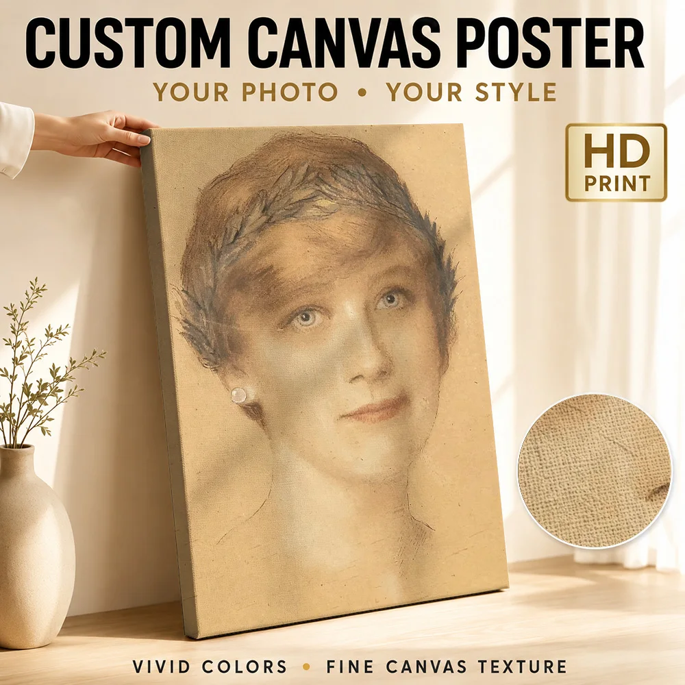 Woman with Laurel Wreath Franz von Stuck Framed Canvas Print Poster Custom Photo Contemporary Canvas Wall Art for Office Decor