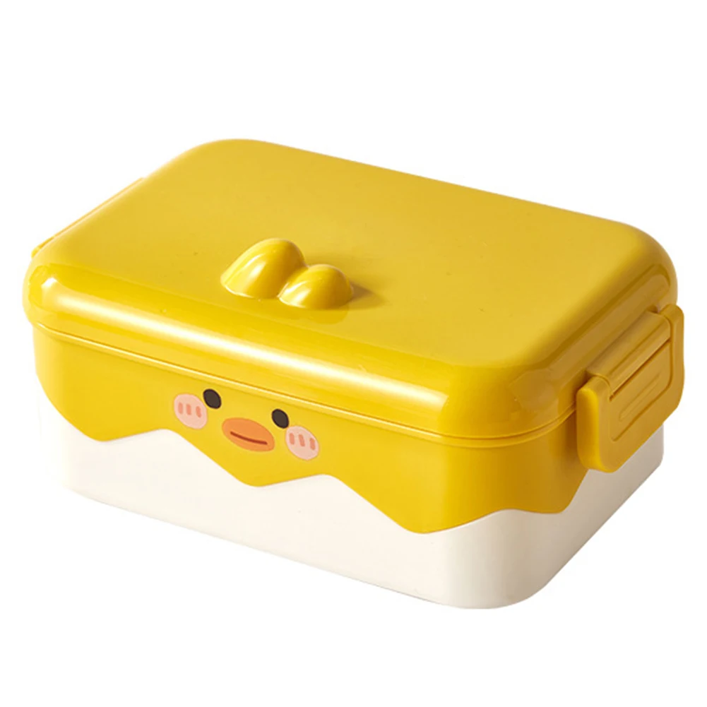 Stainless Steel Iittle Yellow Duck Bento Box with Double-Sides Locking Clips Lunch Box 1000ML for Work/School/Office and Travel