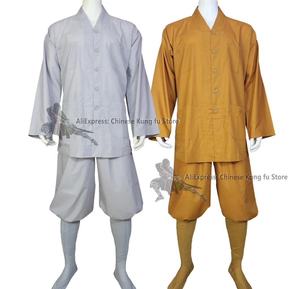 

Thin Cotton Buddhist Robe Shaolin Monk Kung fu Uniform Buddhism Meditation Suit Wushu Tai Chi Martial arts Training Clothes