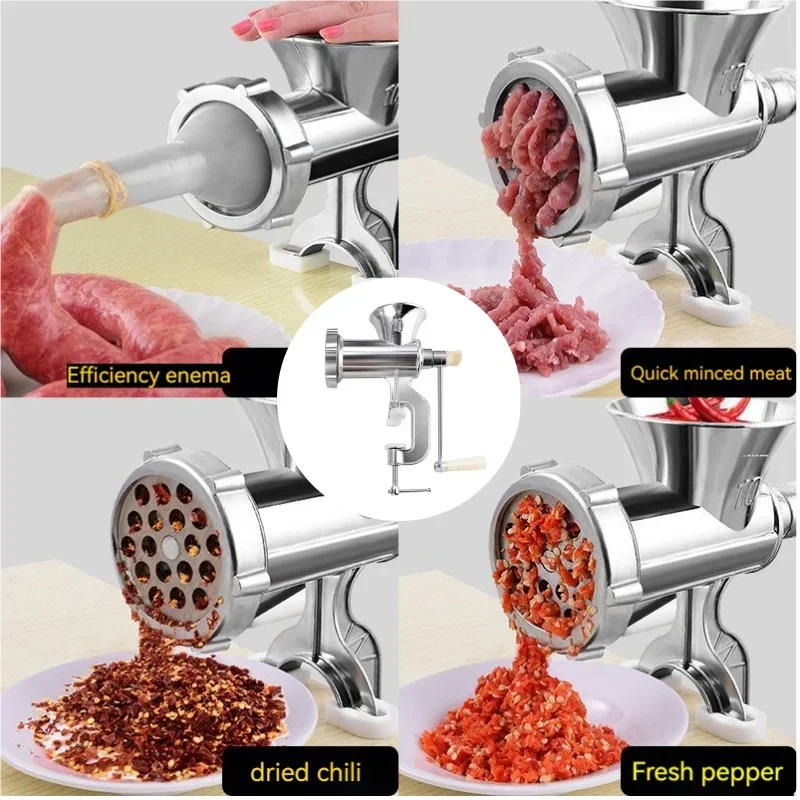 Aluminum Alloy Meat Grinder Manual Household Multi-functional Hand Minced Meat Grinder Sausage Garlic Grinder