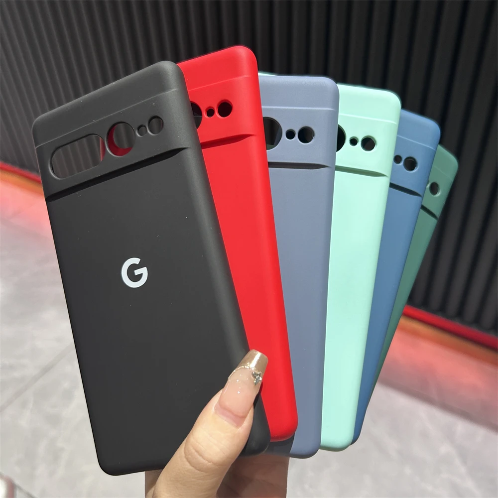 For Google Pixel 6 7 8 Pro Case Soild Color Plain Silicone Soft Cover For Google Pixel 8A 7A 6A Shockproof Bumper Shell