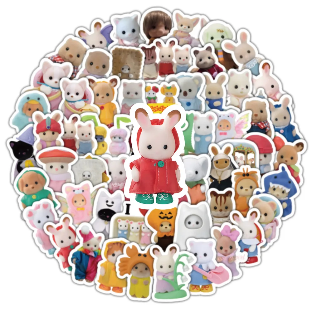 Autocollants Calico Critters, 100 pièces/ensemble, stickers de décoration pour cahier bagages, dessin animé, jouet