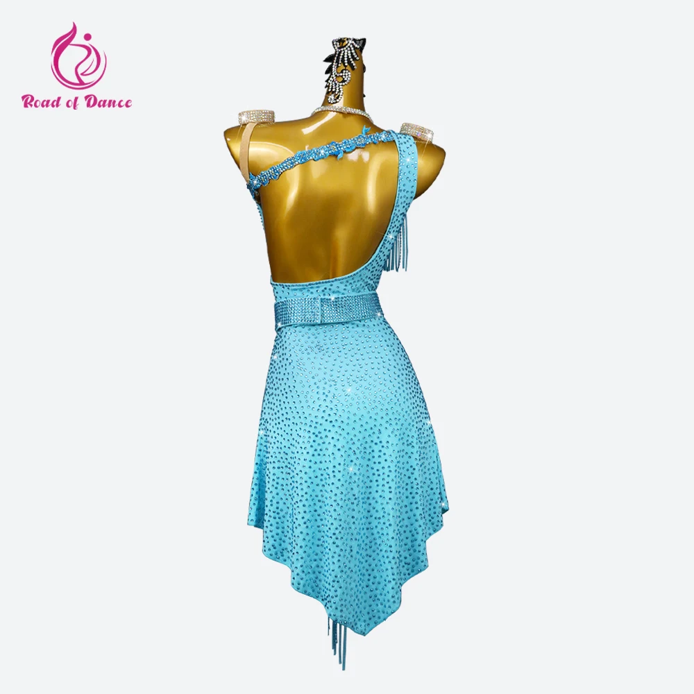 Womens Dress Latin Dance Suit Ball Stage Costume Competition Clothing Girls Practice Wear Cabaret Female Sports Skirt Customized