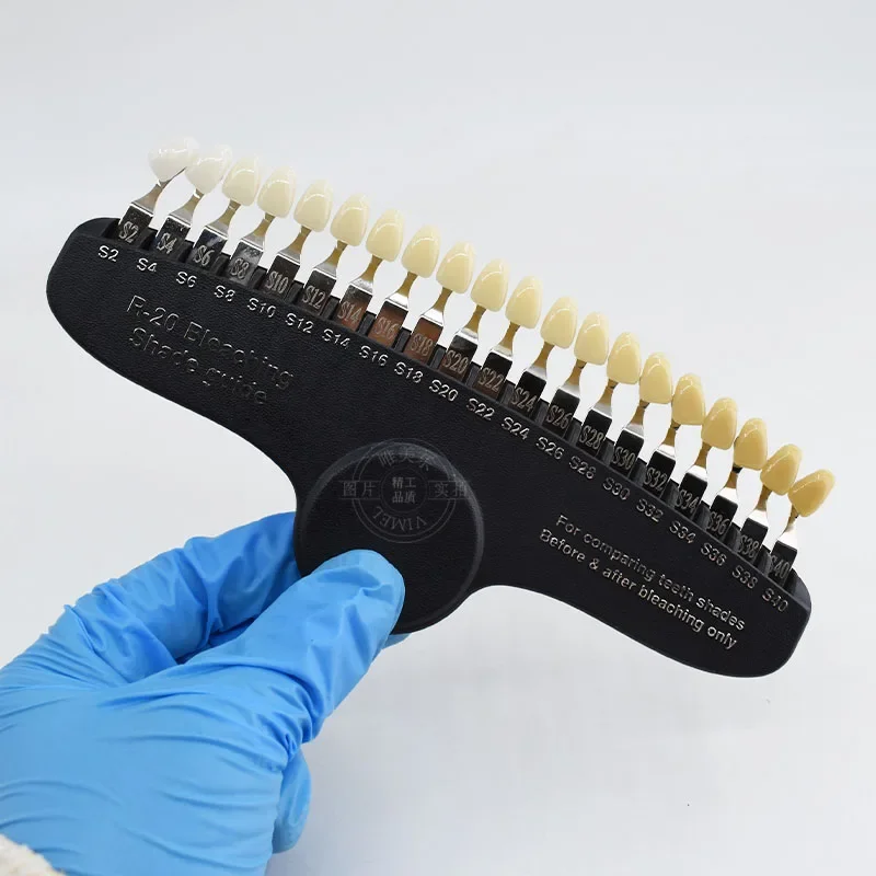20 kolorów Zestaw do wybielania zębów 3D Przewodnik po odcieniach Komparator kolorów Lustro denti stry Zimne światło Wybielanie zębów Płyta dent tal