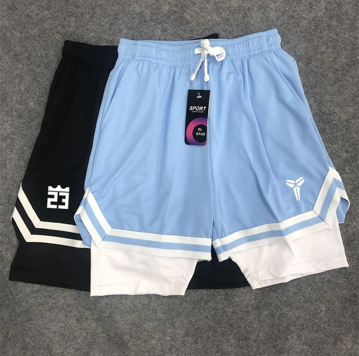 

American Sle Baskeall orts Ice Silk двухслойные тренировочные брюки для бега свободного покроя молодежные летние спортивные повседневные брюки