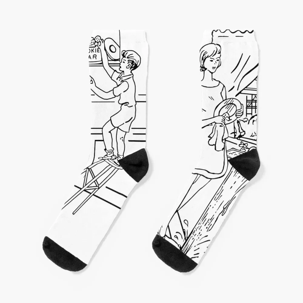 The 'Cookie-Theft' Picture (Black Ink Only) Socks bright garter hockey compression winter gifts Socks For Women Men's